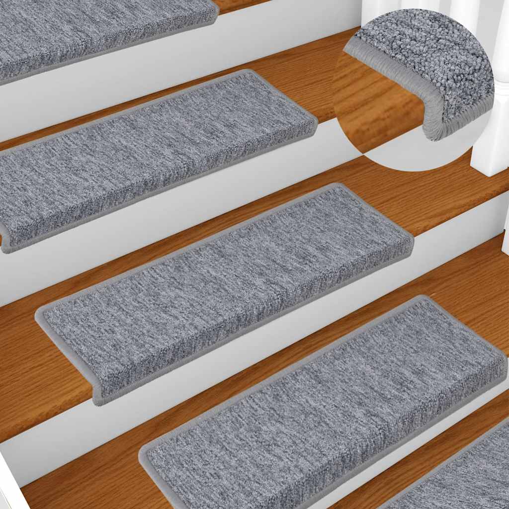 VidaXL Stufenmatten 15 Stück 65x21x4 cm hellgrau mit rechteckigem Rand