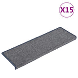 Vidaxl -Treppenmatten 15 ST 65x21x4 cm hellgrau und blau mit rechteckiger Rand