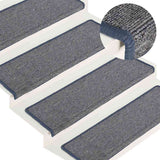 Vidaxl -Treppenmatten 15 ST 65x21x4 cm hellgrau und blau mit rechteckiger Rand