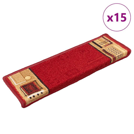 Vidaxl Treppenmatten Selbstadhäsiv 15 ST 65x21x4 cm Rot