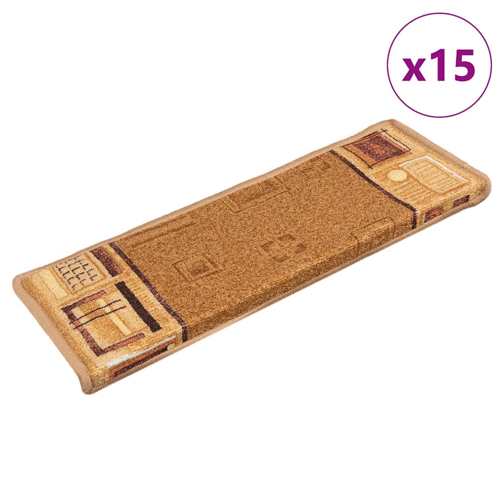 Vidaxl Treppenmatten Selbstadhäsiv 15 ST 65x21x4 cm Beige