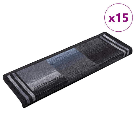 Vidaxl Treppenmatten Selbstadhäsiv 15 ST 65x21x4 cm schwarz und grau