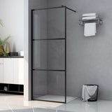 Vidaxl begehete Duschwand transparent 90x195 cm ESG Glas schwarz