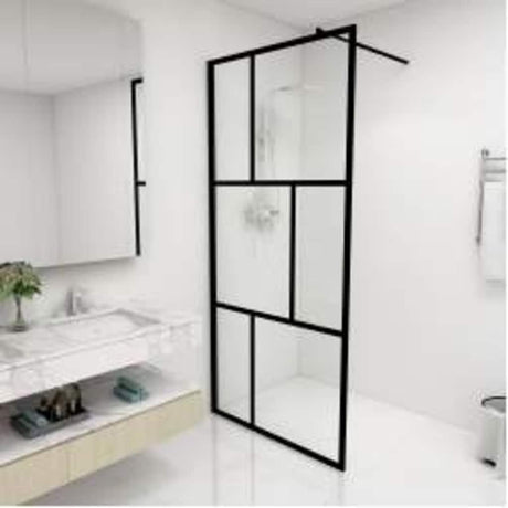 Vidaxl Walk -in Duschwand 90x195 cm gehärtetes Glas schwarz