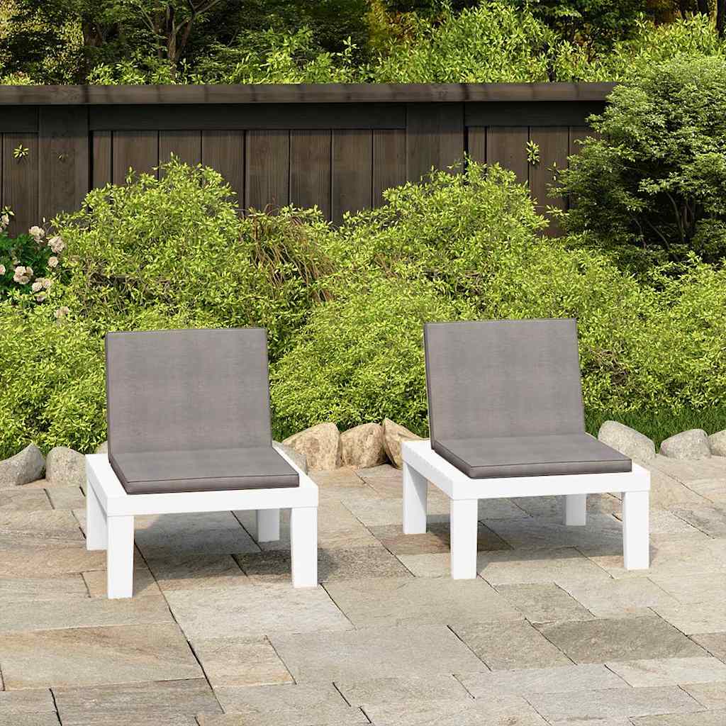 Vidaxl loungestoelen 2 st met kussens kunststof wit