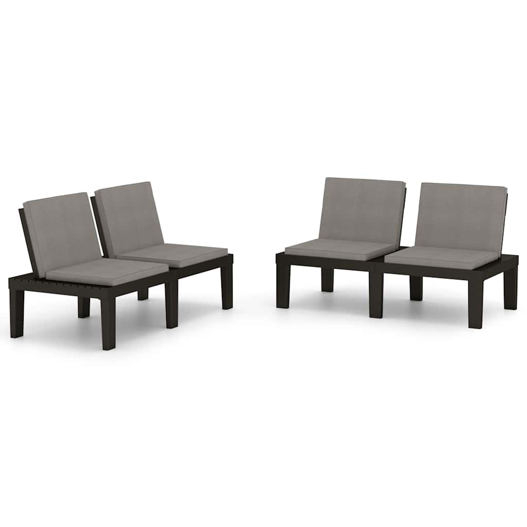Vidaxl loungebanken 2 st met kussens kunststof grijs
