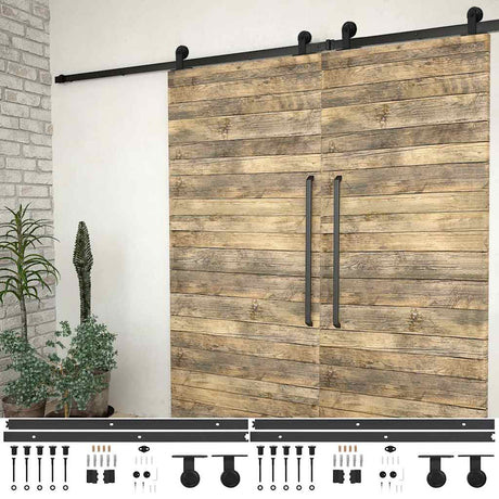 Vidaxx Beschlagsets für Schiebetüren 2-tlg. 200 cm Stahl schwarz