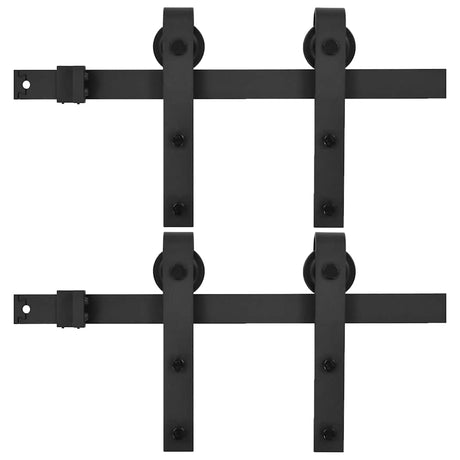Vidaxx Beschlagsets für Schiebetüren 2-tlg. 200 cm Stahl schwarz