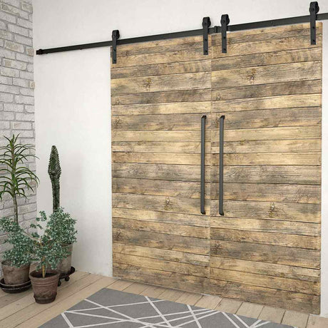 Vidaxx Beschlagsets für Schiebetüren 2-tlg. 200 cm Stahl schwarz