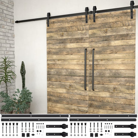 Vidaxl -Hardware -Sets für Schiebetüren 2 ST 200 cm Stahl schwarz