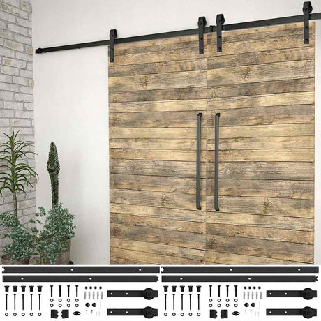Vidaxx Beschlagsets für Schiebetüren 2-tlg. 200 cm Stahl schwarz