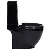 Vidaxl Toilettenrunde Abfluss unter Keramikschwarz