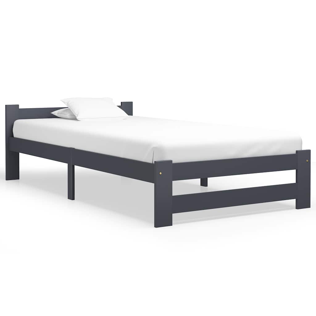 Vidaxl bedframe massief grenenhout donkergrijs 100x200 cm