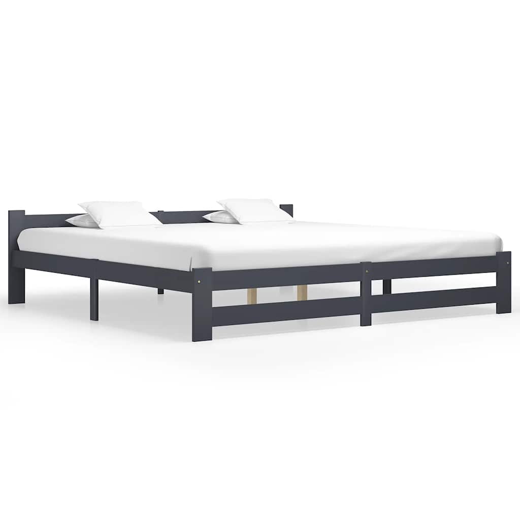 Vidaxl bedframe massief grenenhout donkergrijs 200x200 cm