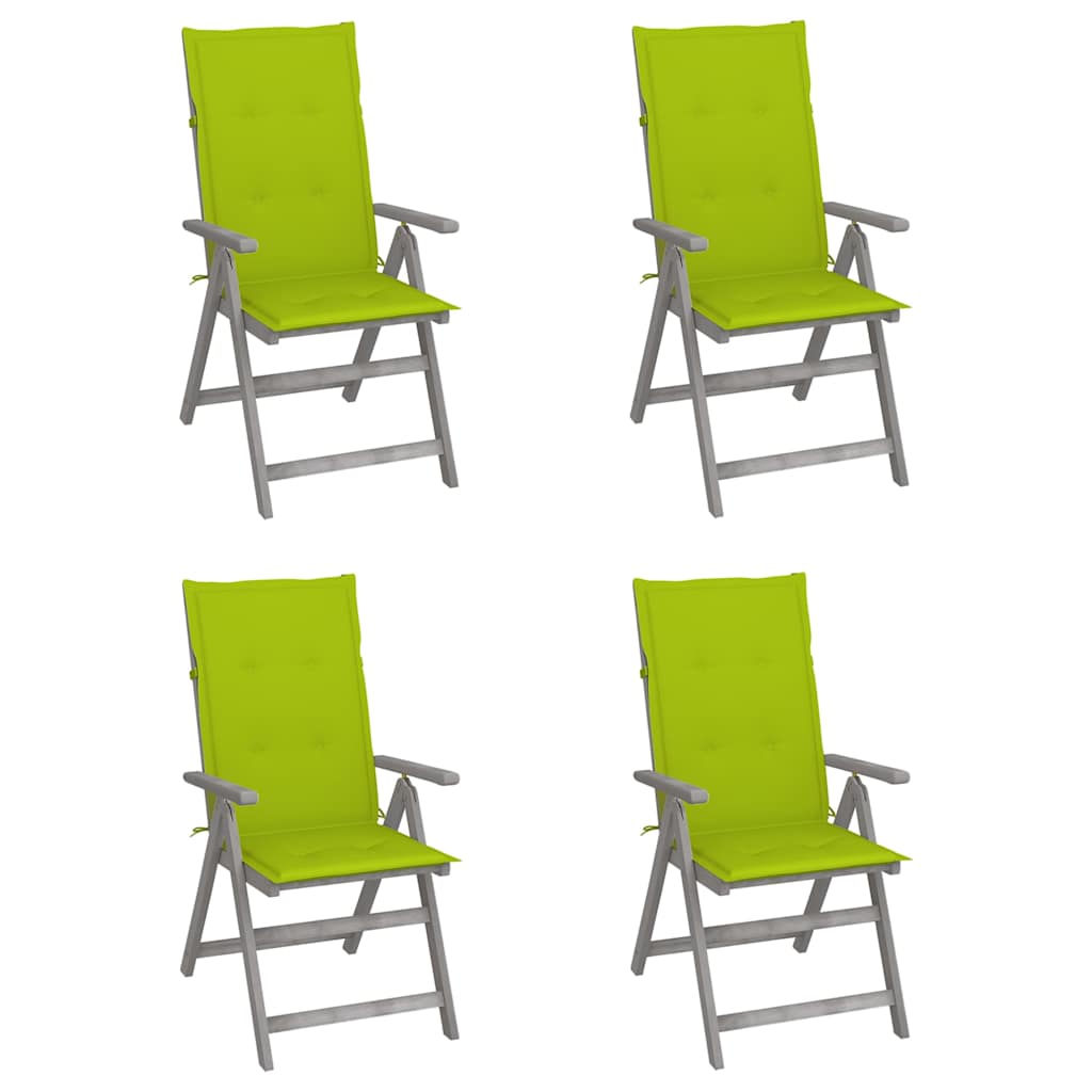 Vidaxl tuinstoelen 4 st verstelbaar met kussens massief acaciahout