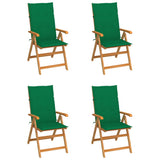 Vidaxl tuinstoelen 4 st met groene kussens massief teakhout