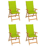 Vidaxl tuinstoelen 4 st met heldergroene kussens massief teakhout