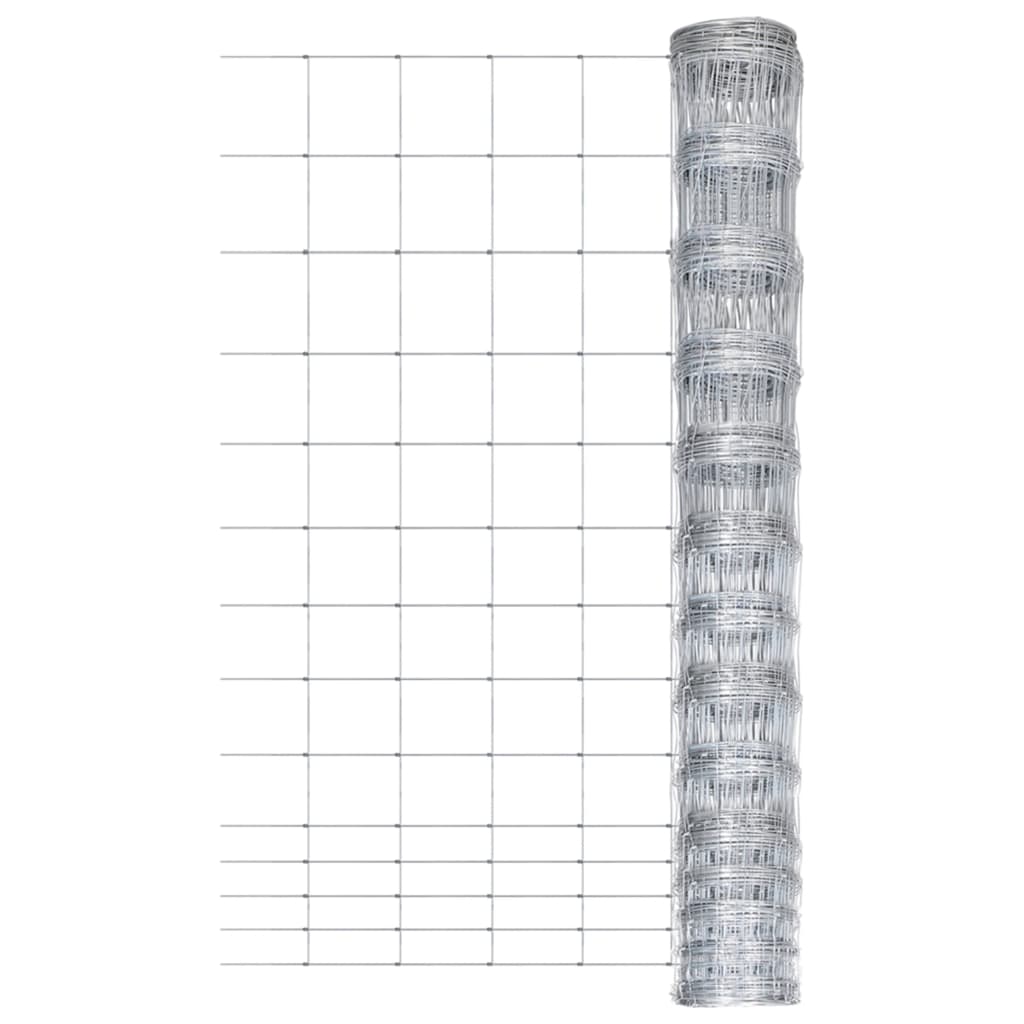 Vidaxl -Zaun 50 m 150 cm verzinkter Stahl Silberfarben