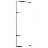 VIDAXL -Schiebetür 76x205 cm Aluminium und ESG -Glas schwarz