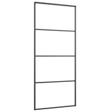 Vidaxl Schiebetür 90x205 cm Aluminium und ESG -Glas schwarz