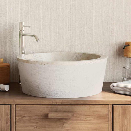 VIDAXL SAKK Ø40x15 cm Marmorcreme gefärbt