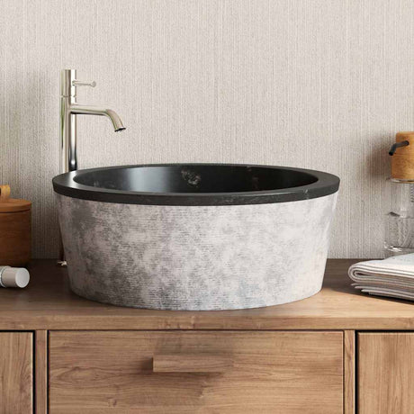 VIDAXL SAKK Ø40x15 cm Marmor Schwarz