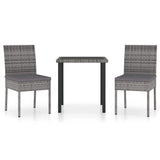 Vidaxl 3-delige tuinset poly rattan grijs