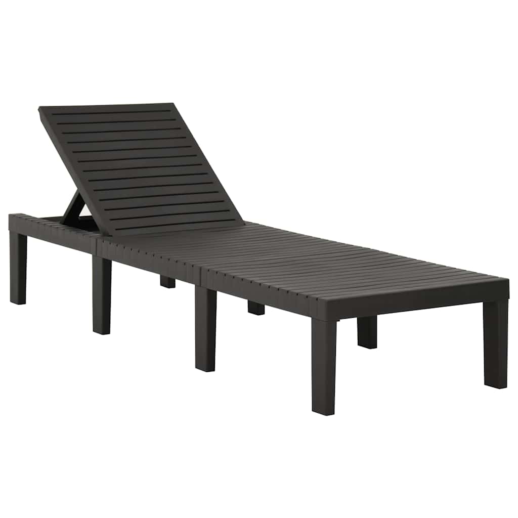 Vidaxl ligbed met kussen kunststof antracietkleurig