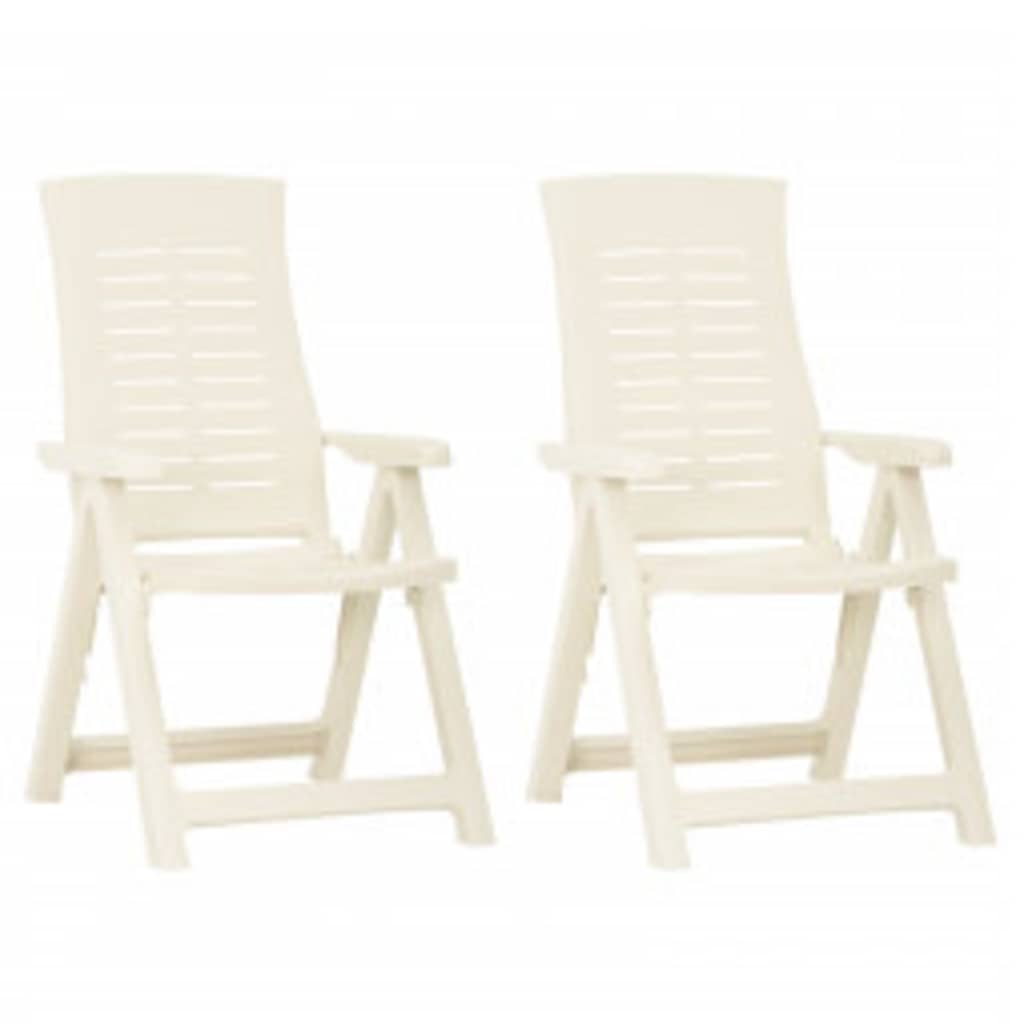 Vidaxl opklapbare ligstoelen, 2 stuks, wit plastic.
