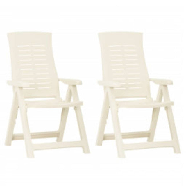 Vidaxl opklapbare ligstoelen, 2 stuks, wit plastic.