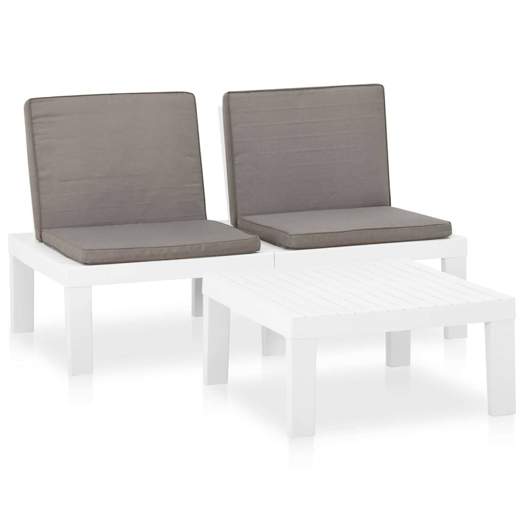 Vidaxl 2-delige loungeset met kussens kunststof wit