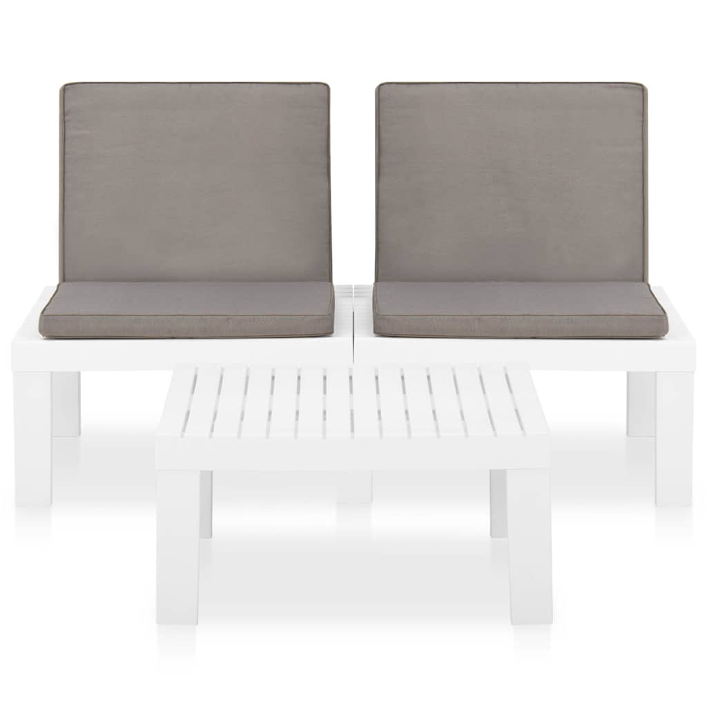 Vidaxl 2-delige loungeset met kussens kunststof wit