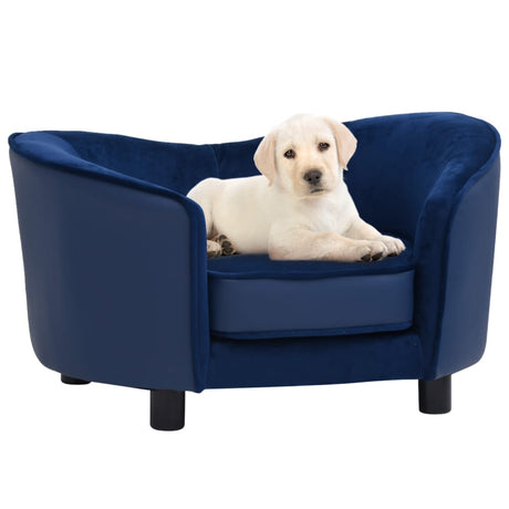 Vidaxxl Hundesofa 69x49x40 cm Plüsch und Kunstleder blau
