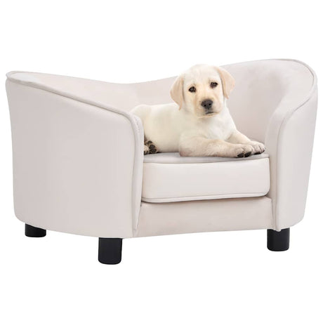 Vidaxl hondenbank 69x49x40 cm pluche en kunstleer crèmekleurig