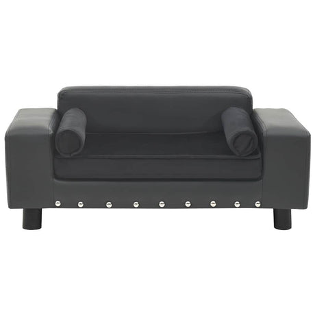 Vidaxl Hundebank 81x43x31 cm Plüsch und künstliches Leder dunkelgrau