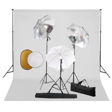 Vidaxl Fotostudio-Set mit Lampen, Schirmen, Hintergrund und Reflektor