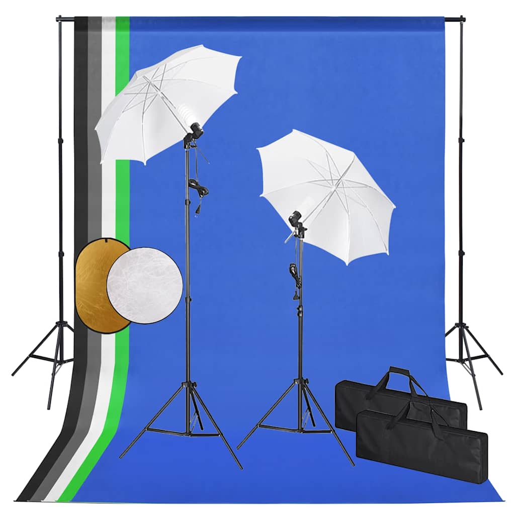 Vidaxl Fotostudio-Set mit Lampen, Schirmen, Hintergrund und Reflektor