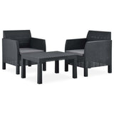 Vidaxl 3-delige loungeset met kussens pp rattan antracietkleurig
