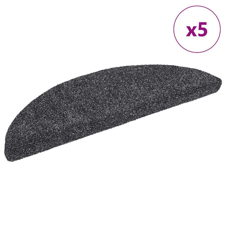 VidaXL Stufenmatten selbstklebend 5 Stück 56x17x3 cm dunkelgrau halbrund