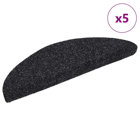 Vidaxl -Treppen selbst -adhäsiv 5 Teile 56x17x3 cm schwarze Hemisphäre halb -Runde