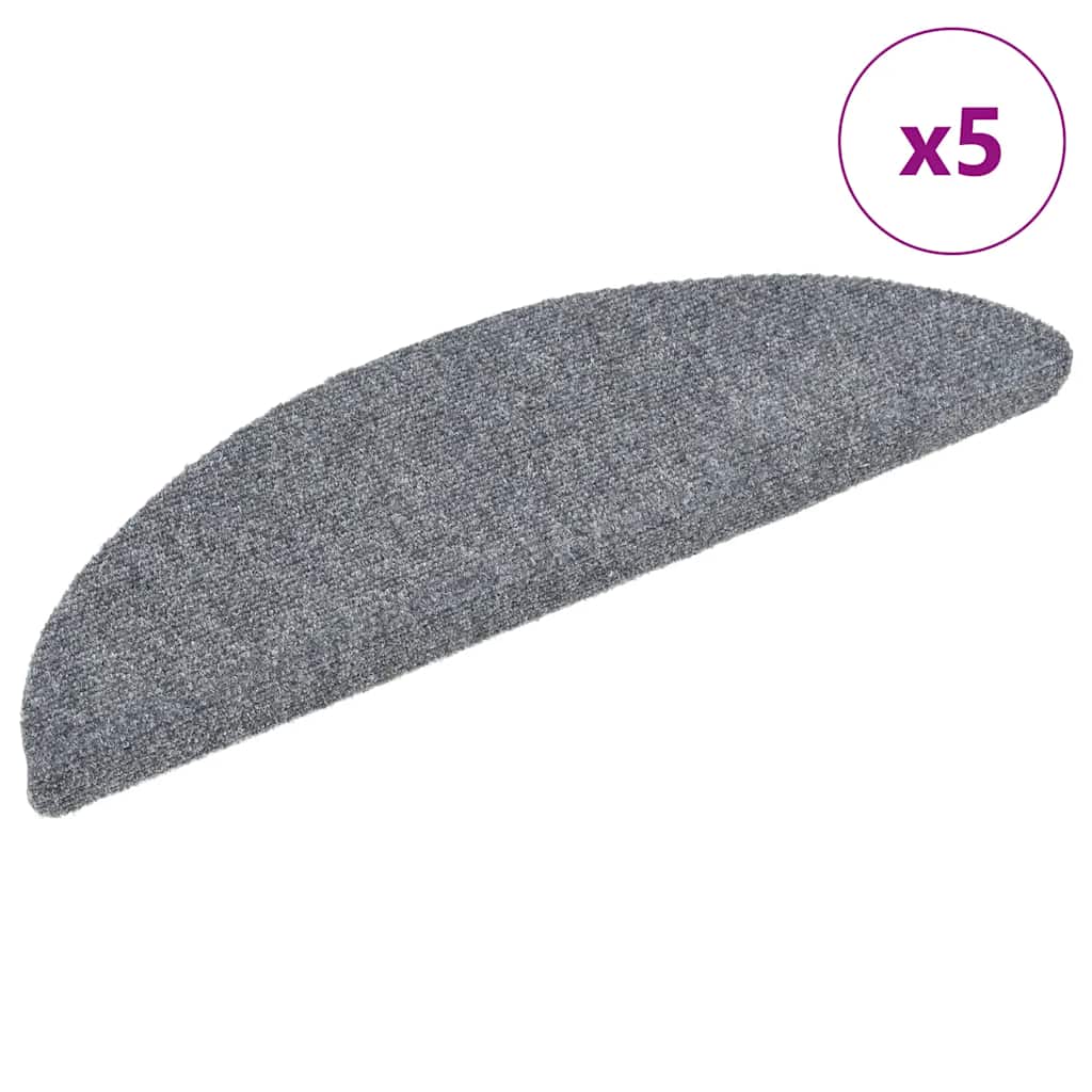 Vidaxl -Treppenmatten Selbstadhäsiv 5 Stücke 56x17x3 cm hellgrauem Halb