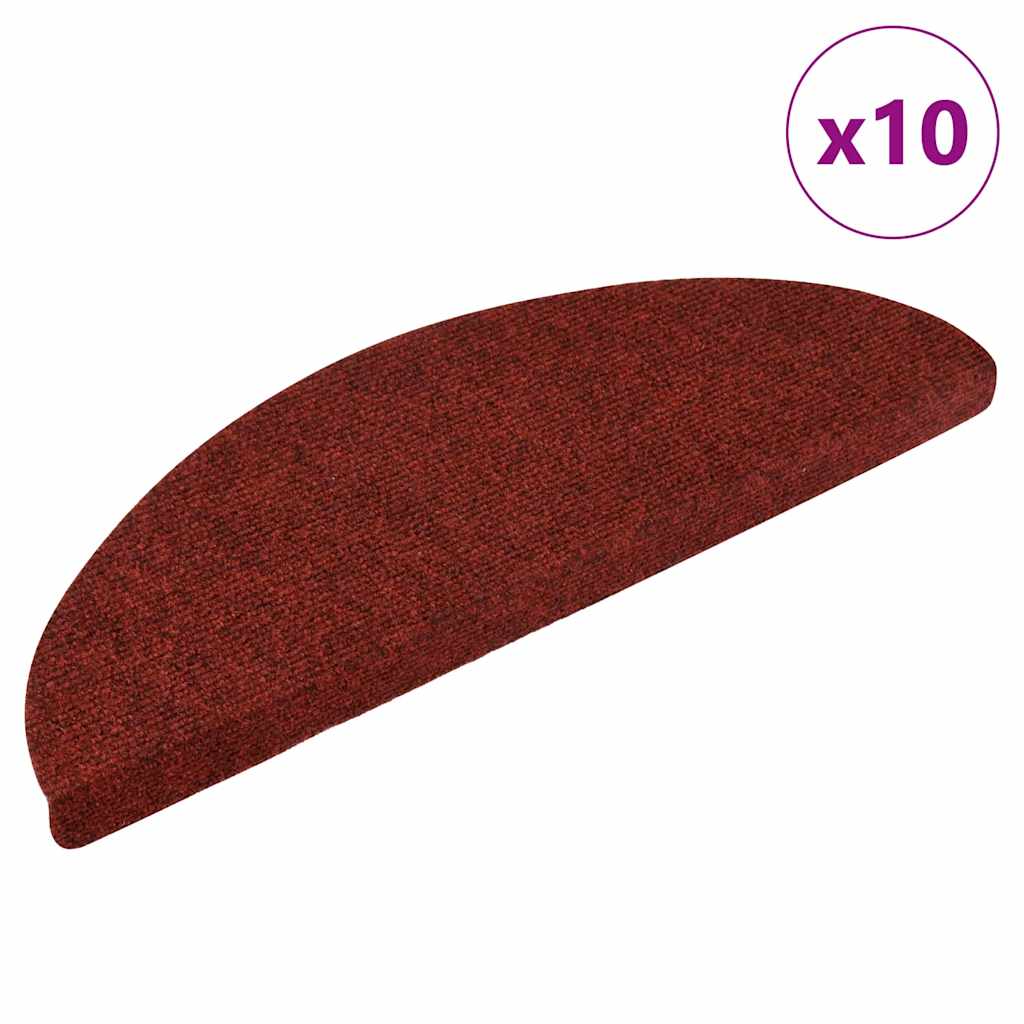 Vidaxl Treppenmatten Selbstadhäsiv 10 ST 56x17x3 cm Bordeaux Red Semi -Round
