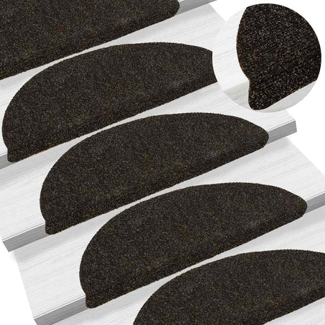 Vidaxl Treppenmatten Selbstadhäsiv 5 Teile 56x17x3 cm dunkelbraune Hemisphäre