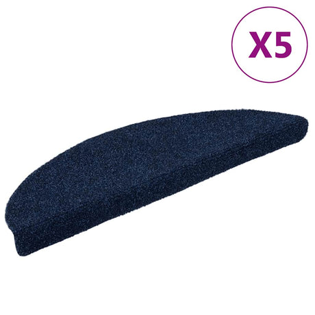 VidaXL Stufenmatten selbstklebend 5 Stück 56x17x3 cm Marineblau halbrund