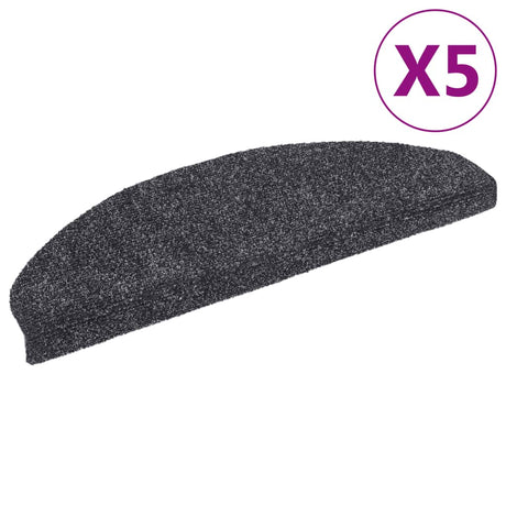 Vidaxl -Treppenmatten Selbstadhäsiv 5 Teile 65x21x4 cm dunkelgraue Hemisphäre groß