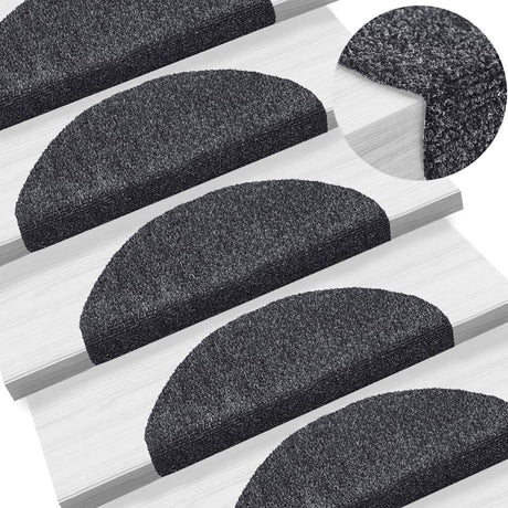 Vidaxl -Treppenmatten Selbstadhäsiv 5 Teile 65x21x4 cm dunkelgraue Hemisphäre groß