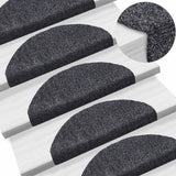 Vidaxl -Treppenmatten Selbstadhäsiv 10 ST 65x21x4 cm dunkelgraue Hemisphäre groß