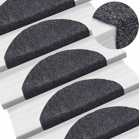 Vidaxl -Treppenmatten Selbstadhäsiv 10 ST 65x21x4 cm dunkelgraue Hemisphäre groß