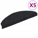 Vidaxl -Treppenmatten selbstadhäsiv 5 Stücke 65x21x4 cm schwarze Halbschritte groß