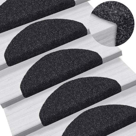 Vidaxl -Treppenmatten selbstadhäsiv 10 Stücke 65x21x4 cm schwarze Halbrunde groß